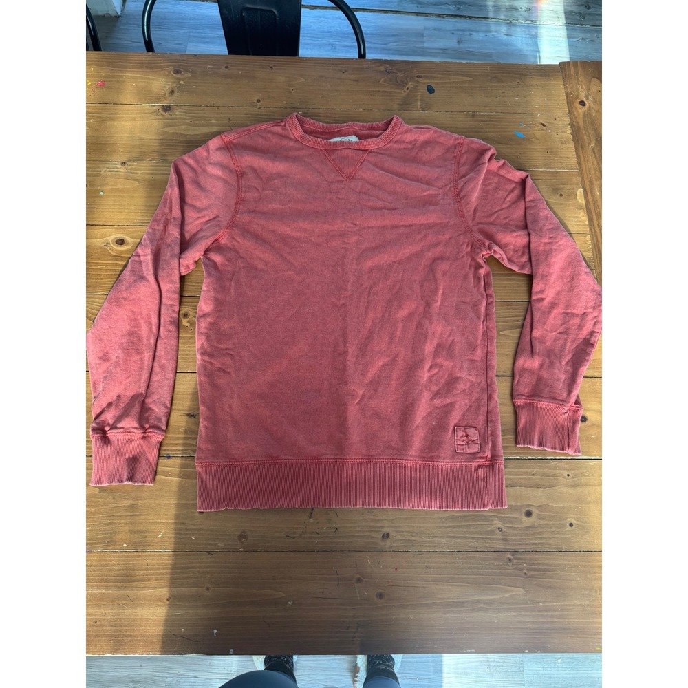 ST JOHNS BAY Mens Red Washed Cotton Crewneck Sweatshirt Size S‎